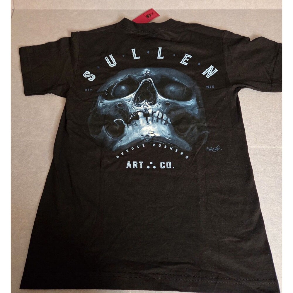 SULLEN Art Collective Kobasic Skull T-Shirt Black Small Tattoo Graphic NWT